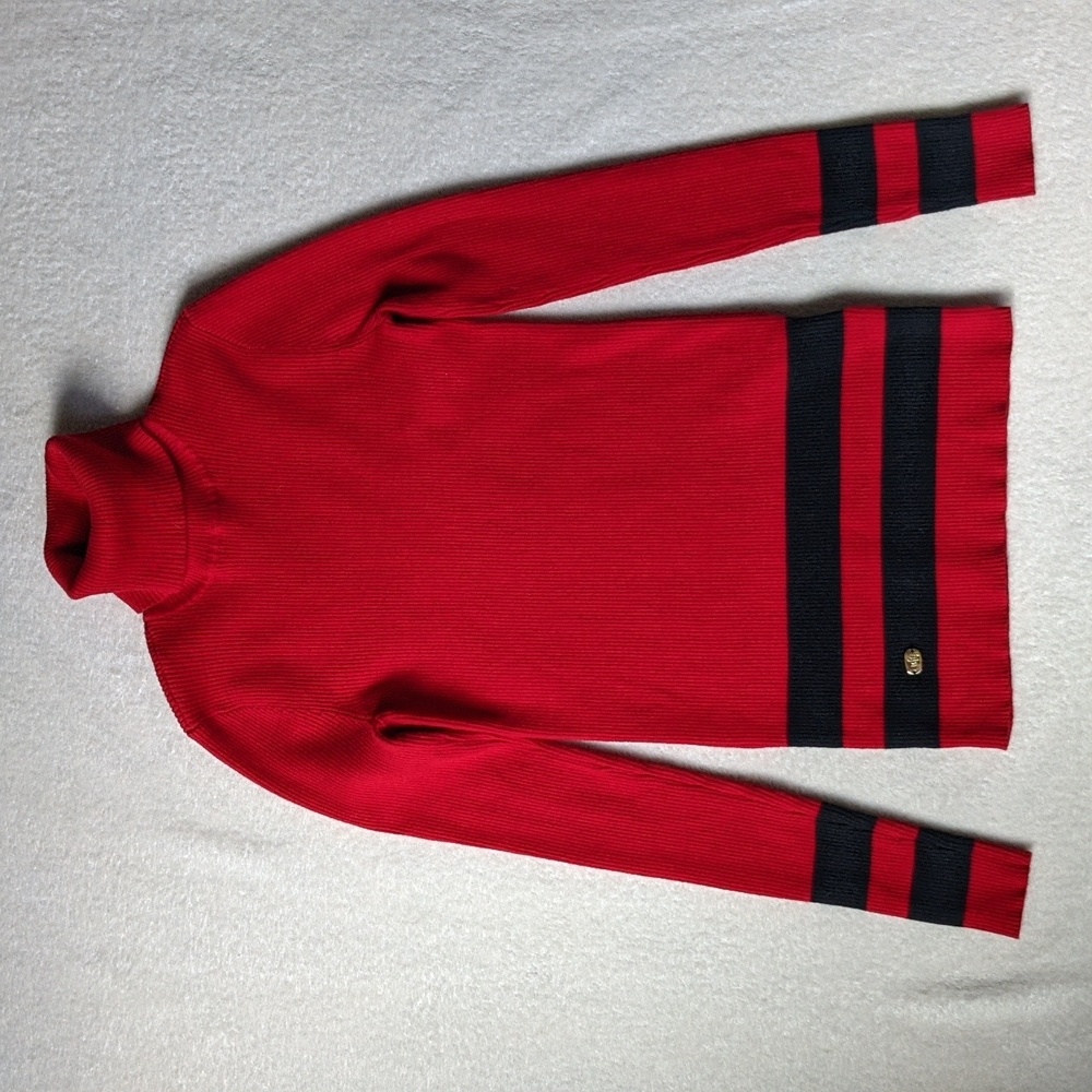 Ralph Lauren Red Ribbed Thin Turtleneck Sweater XS